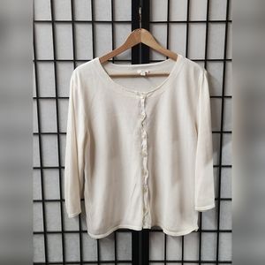 J.Jill. Long Sleeve Top. White. Large.